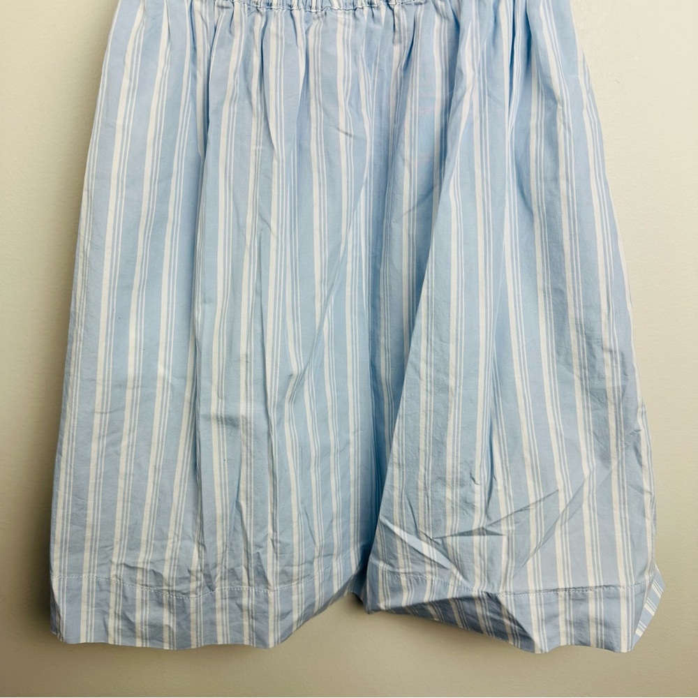 J. Crew NWT Blue and White Smocked Mini Dress with Mandarin Collar - Picture 4 of 11